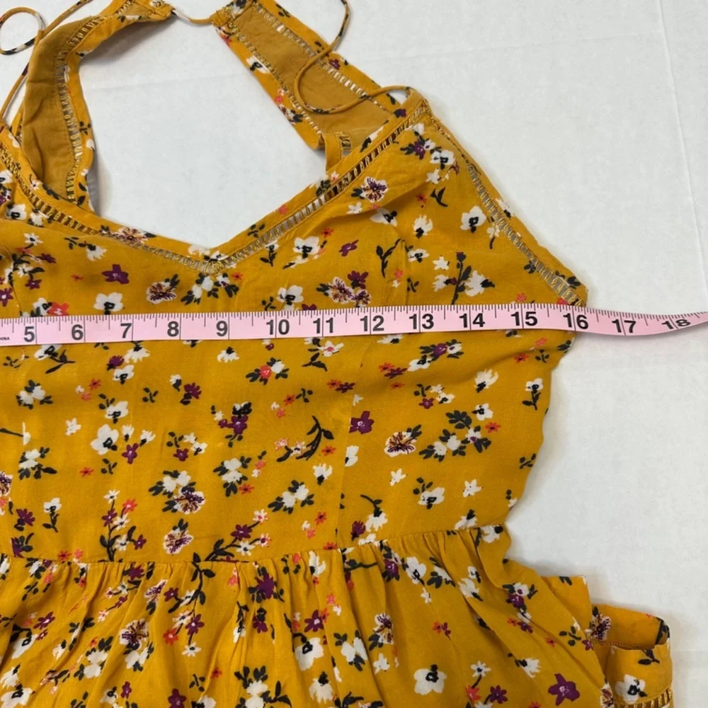 Cooperative Cindy Mustard Yellow Floral Midi Dress with Open Back size:4 - Picture 9 of 11